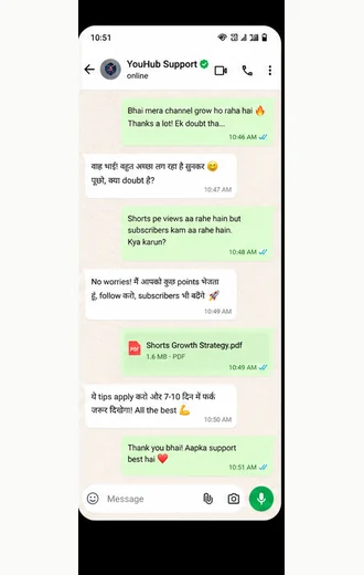 Creator support WhatsApp success message